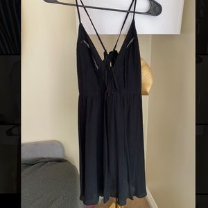 Black crochet tie back dress